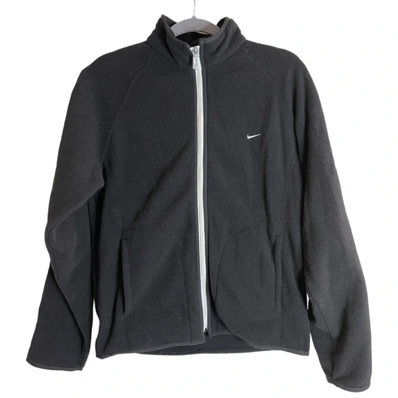 Nike Jackets & Blazers - Nike Women’s Black Fleece Striped Sleeve Embroidered Logo Zip Up Jacket - L